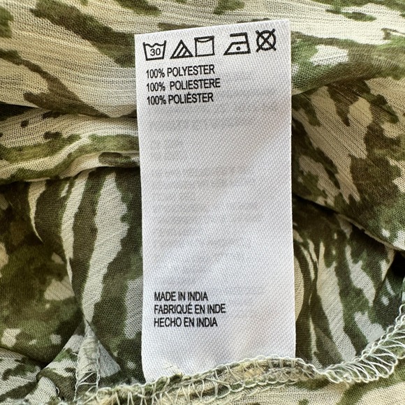 Free People Safari Print Tie Front Kimono Top Women OS Green Abstract Sheer Boho - Picture 9 of 9